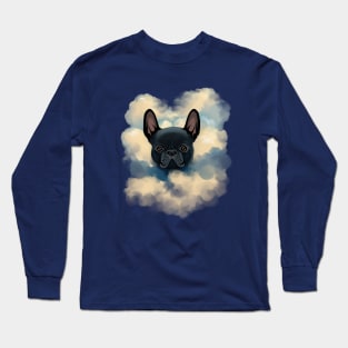 French bulldog lovers, sweet frenchie black and white clouds Long Sleeve T-Shirt